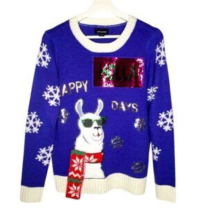 Joe Boxer Ugly Christmas Sweater Llama Fun Adjustable Sequin Holiday Party S